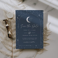 Navy Celestial Arched Save The Date