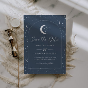 Navy Celestial Arched Save The Date
