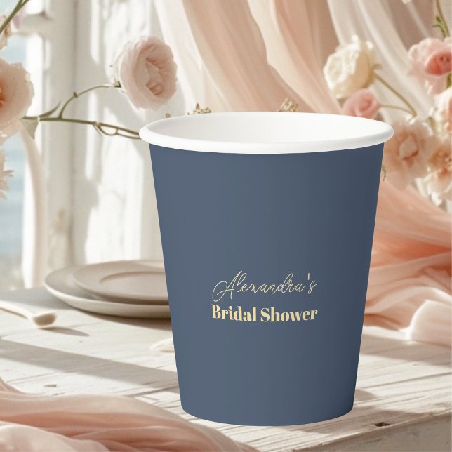 Navy Celestial Crescent Moon Bridal Shower Paper Cups (Creator Uploaded)
