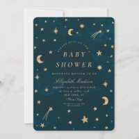 Navy Celestial Gold Stars Moon Baby Shower
