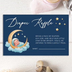 Navy Celestial Moon Baby Stars Diaper Raffle Card