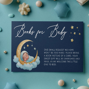Navy Celestial Moon Stars Books for Baby Card
