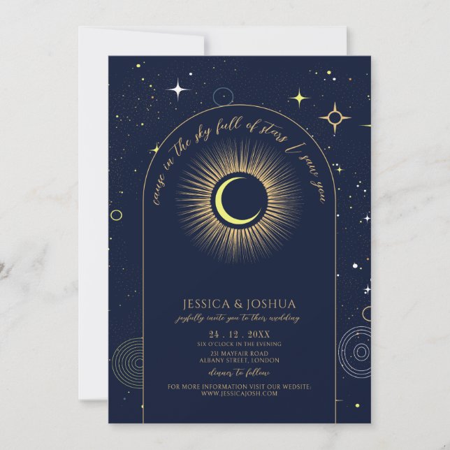Navy Celestial Navy Arch Astrological Quote  Invitation (Front)