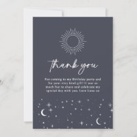 Navy Celestial Sun Thank You Card