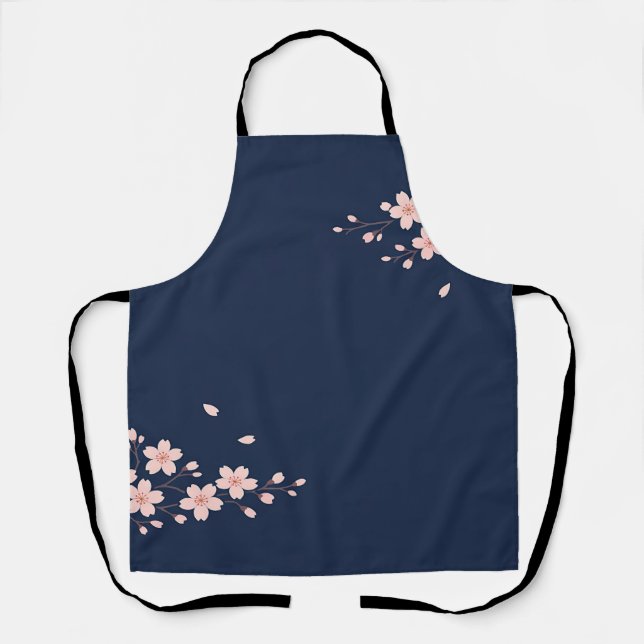 Navy Cherry Blossom Branch Apron (Front)