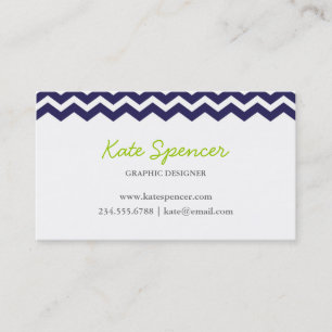 Navy Chevron and Polka Dot Business Card