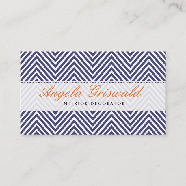 Navy Chevron Business Cards (Front)