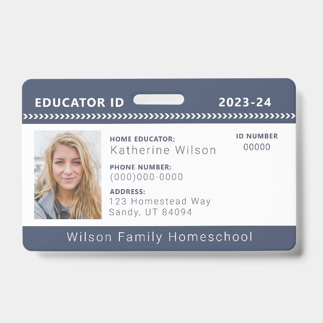 Navy Chevron Homeschool Educator ID Badge (Front)