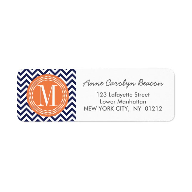 Navy Chevron Zigzag Personalised Monogram (Front)