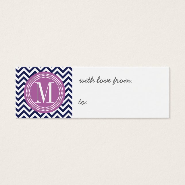 Navy Chevron Zigzag Personalised Monogram (Front)