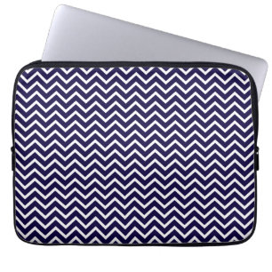 Navy Chevron Zigzag Stripes Laptop Sleeve