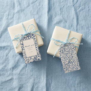 Navy Chinoiserie Floral Wedding Thank You Gift Tags