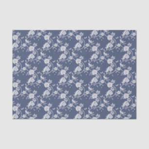 Navy Chinoiserie Roses Pattern Tissue Paper