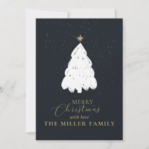 Navy Christmas tree Flat Holiday Card