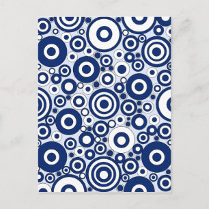 Navy Circles and Dots Postcard