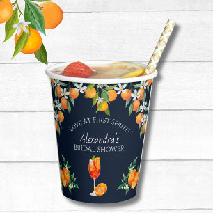 Navy Citrus Love at First Spritz Bridal Shower  Paper Cups