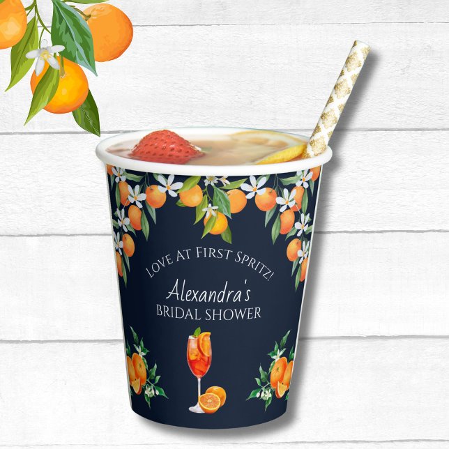 Navy Citrus Love at First Spritz Bridal Shower  Paper Cups (Creator Uploaded)