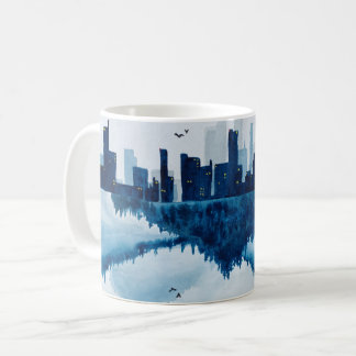 Navy Cityscape Reflection Coffee Mug