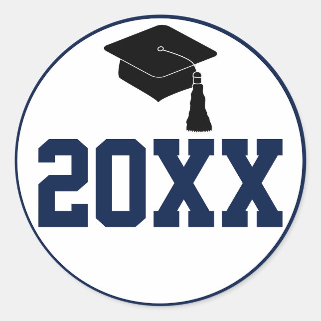 Navy Class of 2024 Graduation Party Classic Round Sticker (Front)
