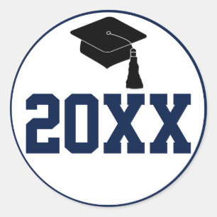 Navy Class of 2024 Graduation Party Classic Round Sticker