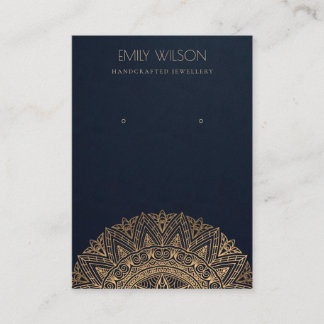 NAVY CLASSIC GOLD ORNATE MANDALA EARRING DISPLAY BUSINESS CARD