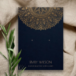 NAVY CLASSIC GOLD ORNATE MANDALA EARRING DISPLAY BUSINESS CARD