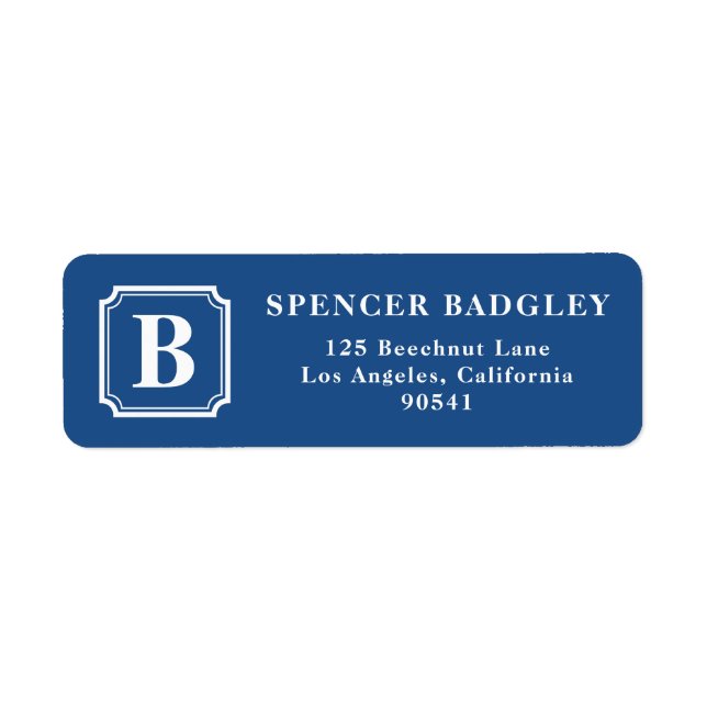Navy Classic Monogram Address Labels (Front)