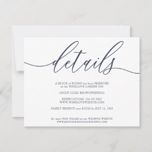 Navy Clean Details Simple Wedding RSVP Card
