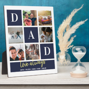 Navy Colorblock Dad Family Photo Collage Plaque