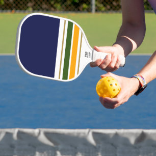 Navy Colour Block Dark Green Yellow Racing Stripes Pickleball Paddle