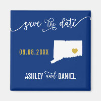 Navy Connecticut Wedding Save the Date Map