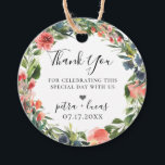 Navy Coral Botanical Floral Wreath Favour Tags<br><div class="desc">Beautiful watercolor flowers and botanical foliage wreath in trendy shades of navy blue,  coral,  peach,  pink and green,  personalised favour tags.</div>