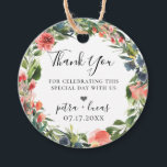 Navy Coral Botanical Floral Wreath Favour Tags<br><div class="desc">Beautiful watercolor flowers and botanical foliage wreath in trendy shades of navy blue,  coral,  peach,  pink and green,  personalised favour tags.</div>