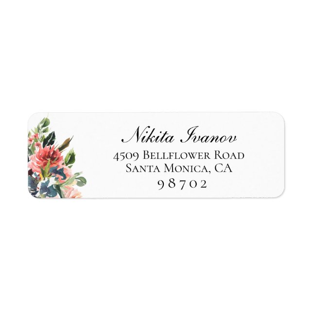 Navy Coral Botanical Return Address (Front)