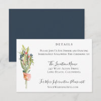 Navy Coral Botanical Wedding Details