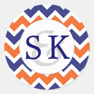 Navy Coral Monogram Wedding envelope seals