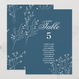 Navy Corner Floral Boho Wedding Seating Charts Invitation