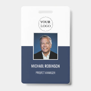Navy Corporate Logo Employee Photo ID Security Badge