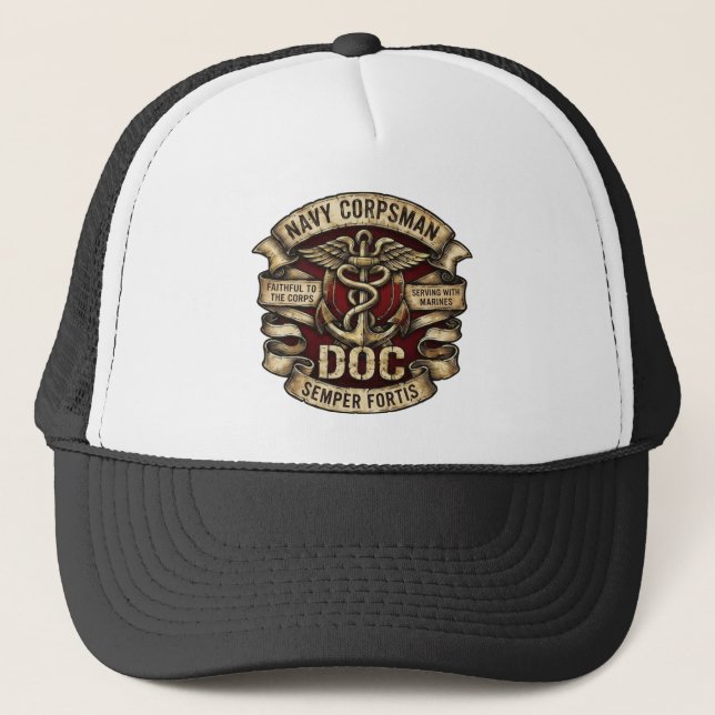 Navy Corpsman DOC Trucker Hat  (Front)