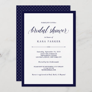 Navy Couture   Elegant Bridal Shower Invitation