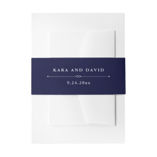 Navy Couture   Elegant Wedding Invitation Belly Band