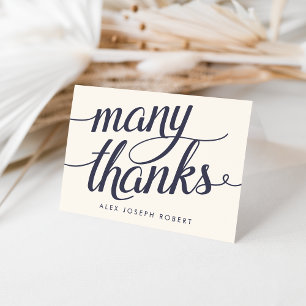 Navy & Cream Calligraphy Personalised Thank You Card