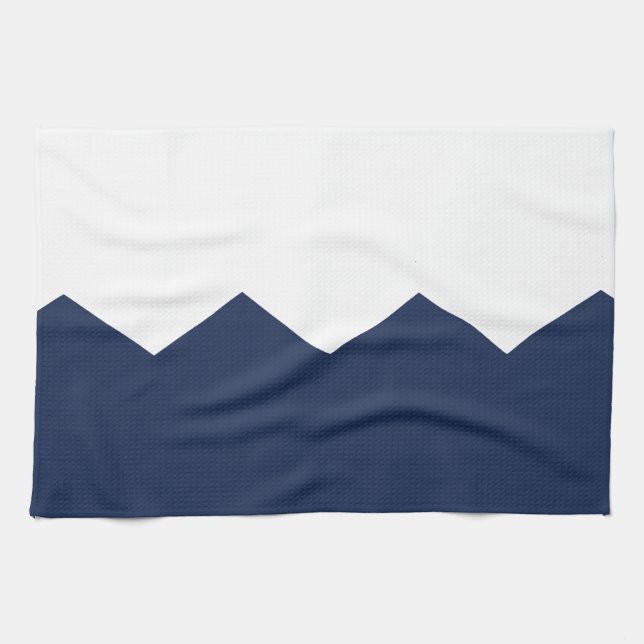 navy cream chevron part tea towel (Horizontal)