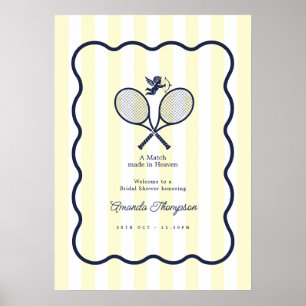 Navy & Cream Preppy Tennis Bridal Shower Welcome Poster