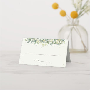 Navy/Cream Snowberry+Eucalyptus Wedding Place Card
