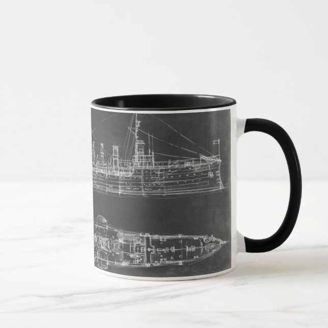Navy Cruiser Blueprint Mug (Right)