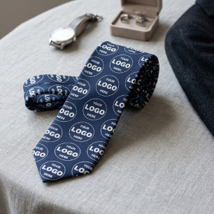 Navy Custom Logo Repeat Pattern Professional Tie
