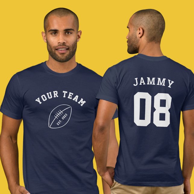Navy Custom Team Name Football Jersey T-Shirt (Creator Uploaded)