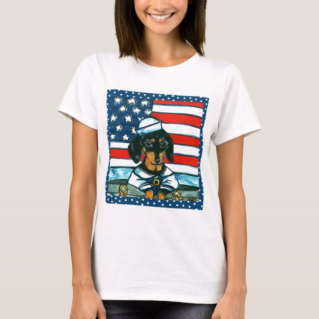 Navy Dachshund T-Shirt (Front)