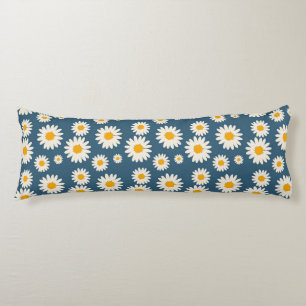 Navy Daisy Floral Bohemian Botanical Pattern Body Cushion